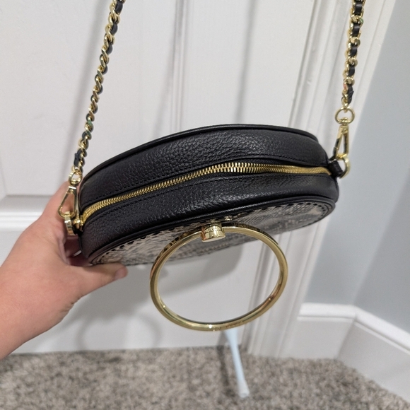 Ted Baker Debbs Black Exotic Stab Stitch Circle Crossbody Bag - Snake Print - Picture 5 of 12